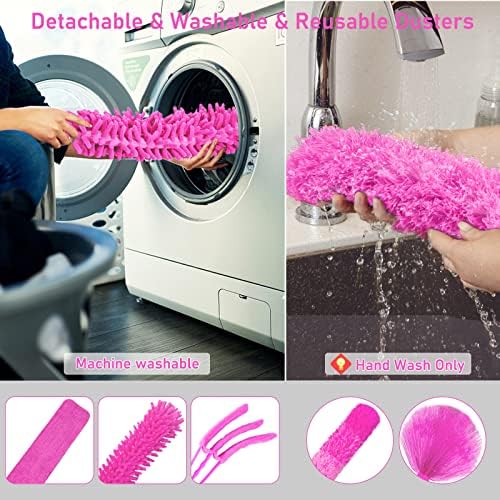 Duster de Microfibra ThinkLearn, 14 Piezas con Extensión, Plumero Flexible y Lavable para Techos Altos, Ventiladores y Persianas, Regalo Rosa para - imagen 6