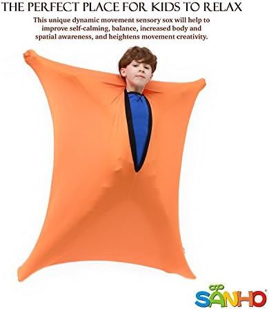 Saco Sensorial de Movimiento Dinámico SANHO, Grande, 9-12 años, 56''HX28''W, Ideal para Altura: 52-61, Versión Actualizada, Naranja - imagen 2