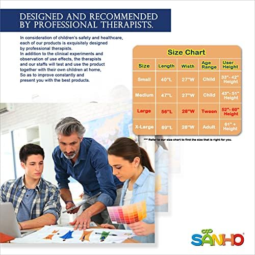 Saco Sensorial de Movimiento Dinámico SANHO, Grande, 9-12 años, 56''HX28''W, Ideal para Altura: 52-61, Versión Actualizada, Naranja - imagen 3