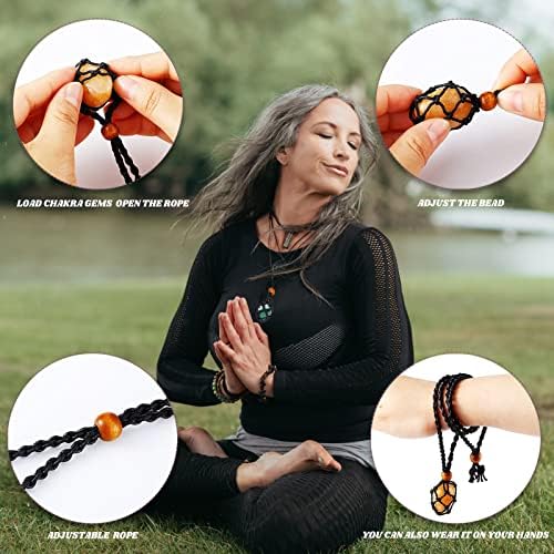 Set de 22 Piezas de Cristales Sanadores, Kits de Cuarzo Chakra en Caja de Madera (7 Piedras Chakra Crudas y 7 Pulidas, Pulsera de Lava, Collar - imagen 4