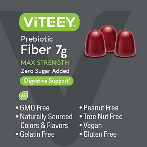 Gomitas de Fibra Prebiótica Viteey para Adultos, 7g - Suplemento Digestivo Vegano, Sin Azúcar, Sin Gluten - 90 Unidades - imagen 5