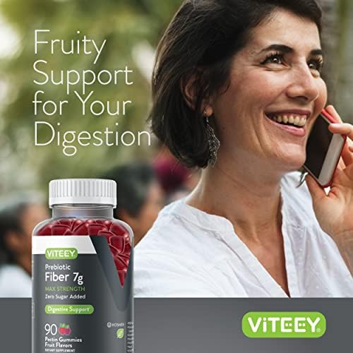 Gomitas de Fibra Prebiótica Viteey para Adultos, 7g - Suplemento Digestivo Vegano, Sin Azúcar, Sin Gluten - 90 Unidades - imagen 6