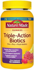 Nature Made Gummy Triple Acción Biótico, 100 Gomas, Prebiótico, Probiótico y Postbiótico, Suministro para 50 Días - imagen 1