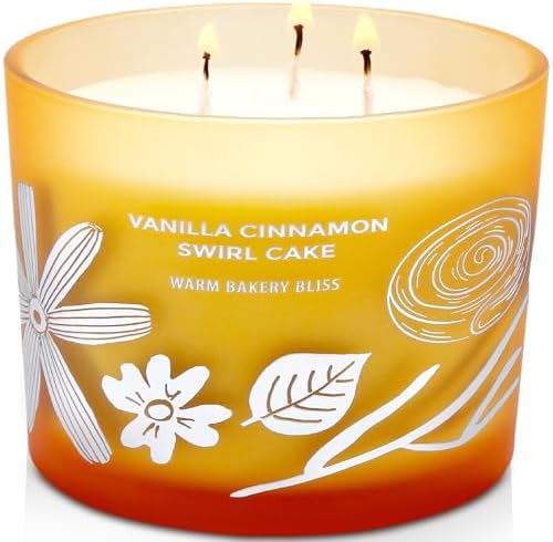 Vela Aromática de Pastel de Canela y Vainilla | Grande 3 Mechas de Soya | 14.5oz | Vela de Azúcar de Canela y Vainilla | Duradera y Limpia | Regalo - imagen 1