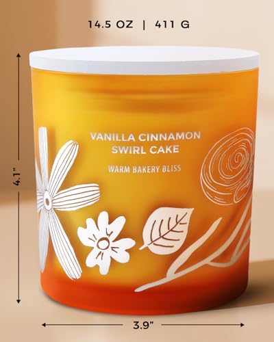 Vela Aromática de Pastel de Canela y Vainilla | Grande 3 Mechas de Soya | 14.5oz | Vela de Azúcar de Canela y Vainilla | Duradera y Limpia | Regalo - imagen 5