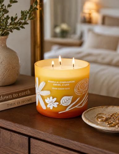 Vela Aromática de Pastel de Canela y Vainilla | Grande 3 Mechas de Soya | 14.5oz | Vela de Azúcar de Canela y Vainilla | Duradera y Limpia | Regalo - imagen 8