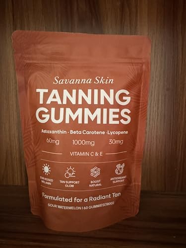 Gomitas KYZTMHC Savanna para Bronceado de Piel, con Vitamina C y E, Astaxantina, Beta Caroteno y Licopeno, 60 Gomitas Veganas y Sin Azúcar - imagen 1