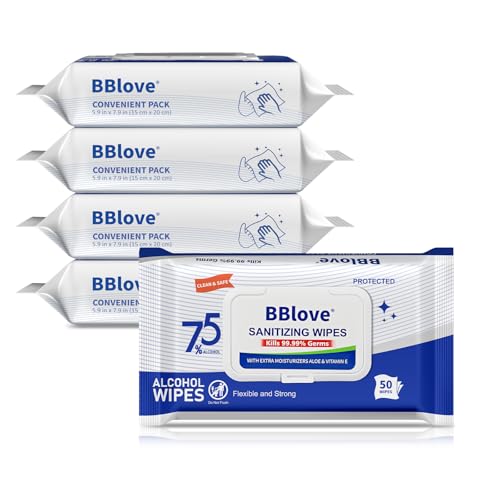 Toallitas Desinfectantes BBlove 75% Alcohol Sin Fragancia, Hidratantes con Aloe Vera, Paquete a Granel de 200 Piezas, 50 Pzas x 4 Paquetes - imagen 1