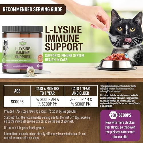 Strawfield Pets L-Lisina Granulados para Apoyo Inmunológico de Gatos y Gatitos - Suplemento de Salud Inmunológica, Alivio de Resfriado, 200 Porciones - imagen 3