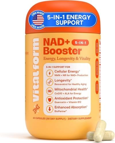 Suplemento VitalForm NAD+ con NMN y Ribósido de Nicotinamida (NR) – Complejo Avanzado para Energía Celular y Envejecimiento Saludable – con - imagen 1