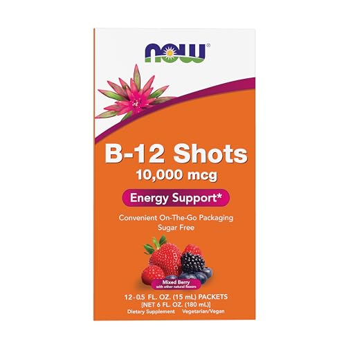 NOW Foods B-12 Shots 10,000mcg 0.5 oz Sabor Frutas Mixtas Caja de 12 - imagen 5