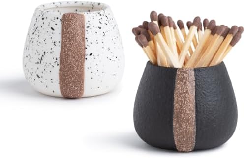 Soporte Cerámico para Fósforos Amarcado con Striker - Set de 2 - Accesorios para Velas - Regalos para Amantes de las Velas - Regalo de Inauguración - - imagen 1