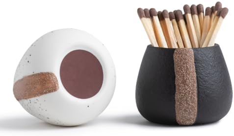 Soporte Cerámico para Fósforos Amarcado con Striker - Set de 2 - Accesorios para Velas - Regalos para Amantes de las Velas - Regalo de Inauguración - - imagen 2