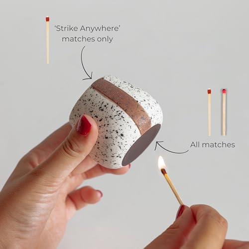 Soporte Cerámico para Fósforos Amarcado con Striker - Set de 2 - Accesorios para Velas - Regalos para Amantes de las Velas - Regalo de Inauguración - - imagen 3
