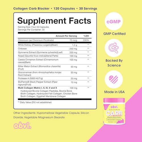Obvi Guilt-Free Carb Blocker | Bloqueador de Absorción de Carbohidratos con Extracto de Frijol Blanco | 120 Cápsulas, 30 Porciones - imagen 2