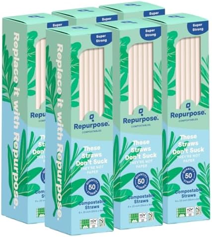 Popotes PHA Repurpose Compostables, 300 piezas, sin BPA, sin PFAS, empaques reciclables - imagen 1