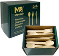 Set de Utensilios de Madera MeeRoh de 300 Piezas – Cubiertos Desechables Resistentes – Utensilios Ecológicos para Fiestas y Bodas – Cucharas, - imagen 1