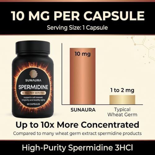 Suplemento de Spermidina 10mg por Cápsula, 60 Cápsulas, Apoyo a la Renovación Celular y Envejecimiento Saludable, Alta Pureza de Spermidina 3HCl - imagen 2
