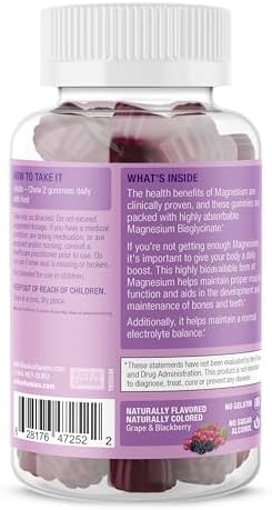 SUKU Vitamins - Magnesio Mega Fuerza - 177 mg de Gomas de Bisglicinato de Magnesio para Función Muscular - Sabor Uva y Mora (50 piezas) - imagen 2