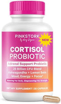 Suplemento Pink Stork Cortisol Probiotic para Mujeres – Apoyo para el Ánimo y las Glándulas Suprarrenales – Ashwagandha, Melisa, Manzanilla, 25 Mil - imagen 1