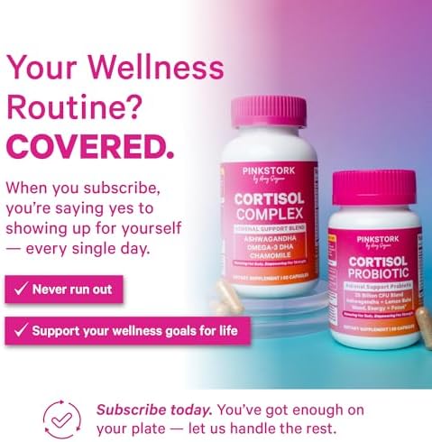 Suplemento Pink Stork Cortisol Probiotic para Mujeres – Apoyo para el Ánimo y las Glándulas Suprarrenales – Ashwagandha, Melisa, Manzanilla, 25 Mil - imagen 4