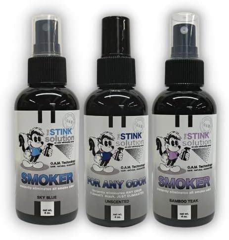 Eliminador de Olores de Humo The Stink Solution - Quita Completamente el Olor a Humo de Casa, Auto, Ropa, Cabello y Más - Botellas de 4 oz en Bambú, - imagen 1