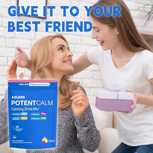 Axldrn PotentCalm Bebida Super Cortisol en Polvo, Magnesio, L-teanina, Ashwagandha, Vitamina D, Sin Azúcar, Sabor Limón Frambuesa - 30 Porciones - imagen 7