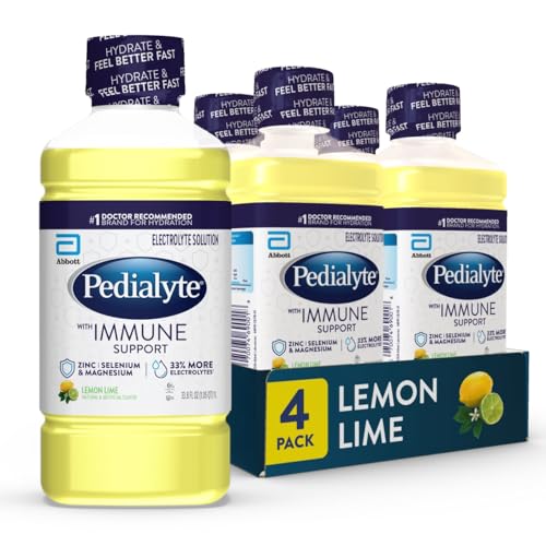 Pedialyte Solución Electrolítica con Soporte Inmunológico, Bebida Hidratante con Zinc, Selenio y Magnesio, Limón Lima, 1 Litro, Paquete de 4 - imagen 1