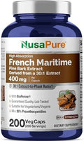 Cápsulas de Corteza de Pino Marítimo Francés NusaPure, 400 mg, 200 Veganas (Sin OGM, Veganas) - imagen 1