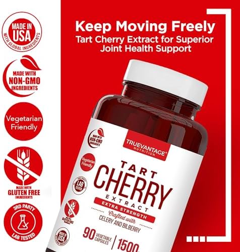 Cápsulas de Extracto de Cereza Ácida Truevantage Nutrition con Extracto de Semilla de Apio y Arándano para Soporte Articular, Recuperación Muscular y - imagen 2
