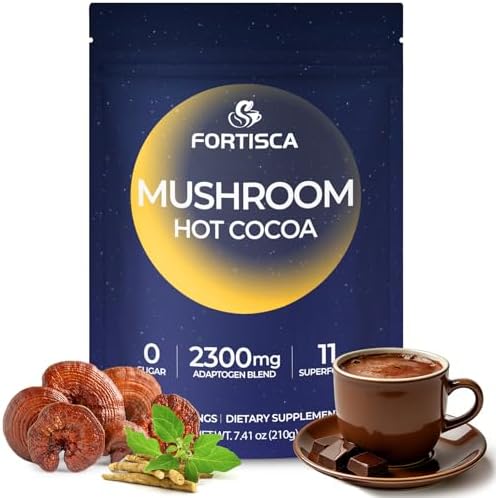 Cocoa en Polvo de Champiñón con Magnesio, L-Teanina, Reishi y Ashwagandha, Suplemento para Dormir y Relajación, 7.41oz - imagen 1