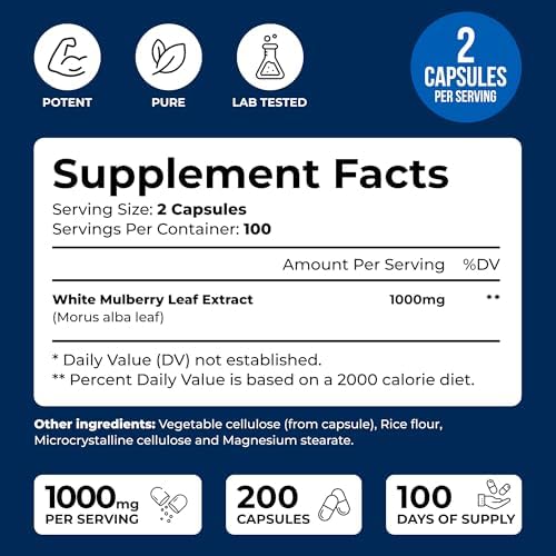 We Like Vitamins Extracto de Hojas de Morera Blanca 1000mg 200 Cápsulas Veganas – Suplemento de Morera Blanca - imagen 2
