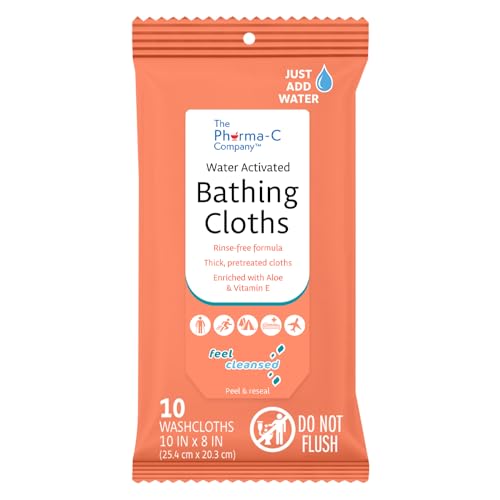 The Pharma-C Company - Toallitas de Baño Activadas por Agua [Paquete de 6 - 10 toallitas] – Toallitas Corporales XL Desechables sin Enjuague para - imagen 2