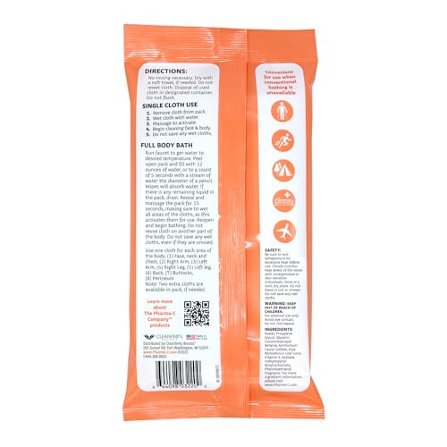 The Pharma-C Company - Toallitas de Baño Activadas por Agua [Paquete de 6 - 10 toallitas] – Toallitas Corporales XL Desechables sin Enjuague para - imagen 3