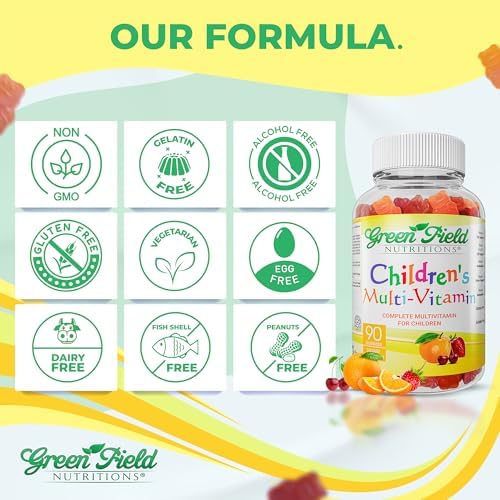 Multivitamínico Halal para Niños Greenfield Nutrition – Gomas Gelatinosas Sin Gelatina con Vitaminas A, B, C, D, Yodo y Zinc para la Inmunidad (90 - imagen 2