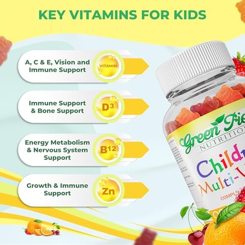 Multivitamínico Halal para Niños Greenfield Nutrition – Gomas Gelatinosas Sin Gelatina con Vitaminas A, B, C, D, Yodo y Zinc para la Inmunidad (90 - imagen 3