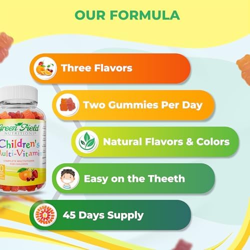 Multivitamínico Halal para Niños Greenfield Nutrition – Gomas Gelatinosas Sin Gelatina con Vitaminas A, B, C, D, Yodo y Zinc para la Inmunidad (90 - imagen 5