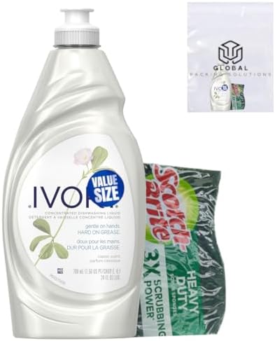 Jabón Líquido para Platos GLOBAL PACKING SOLUTIONS Ivory, Aroma Clásico, Suave para Manos, 24 Fl Oz + Esponja Scotch Brite de Alta Resistencia - imagen 1