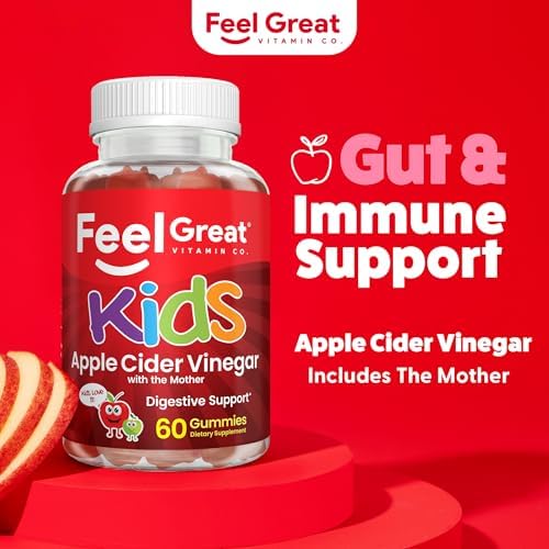 Gomitas de Vinagre de Sidra de Manzana Feel Great para Niños | Ricas en Enzimas Digestivas y Antioxidantes Naturales | Vegan | 60 Días de Suministro - imagen 2