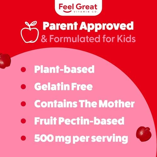 Gomitas de Vinagre de Sidra de Manzana Feel Great para Niños | Ricas en Enzimas Digestivas y Antioxidantes Naturales | Vegan | 60 Días de Suministro - imagen 5