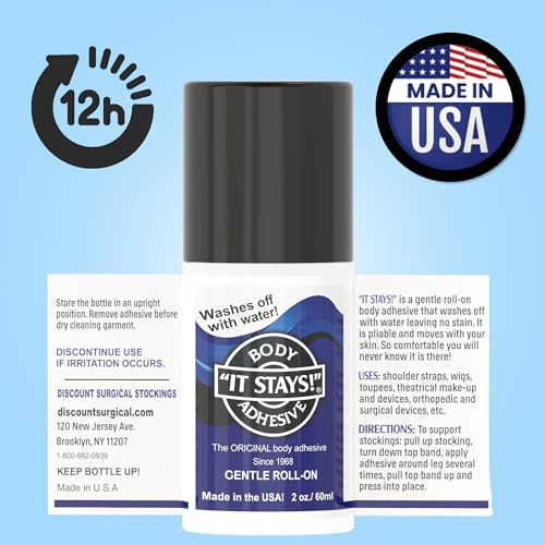 Medias de Compresión Mojo - Adhesivo Corporal Roll-On It Stays! para Medias, Disfraces y Ropa - Hecho en EE. UU. (Paquete de 2 de 2oz) - imagen 3