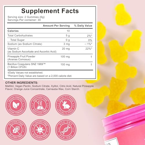 Gomitas Premium de Probióticos Vaginales para la Salud Femenina - Suplementos para el Equilibrio del pH, Inmunidad y Salud Digestiva, Sabor Piña, Sin - imagen 8