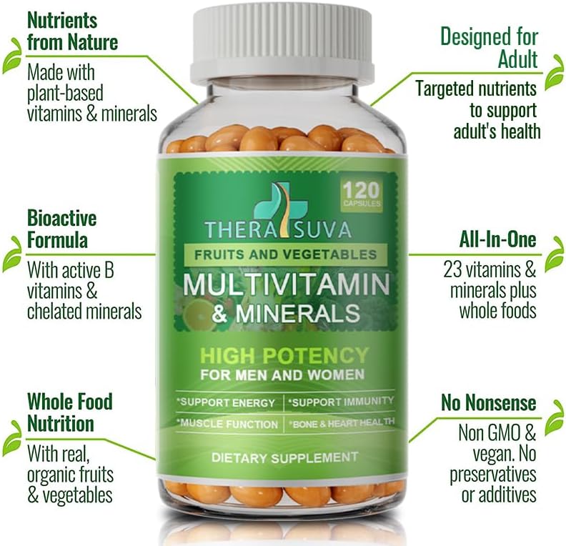 Multivitaminas y Minerales Naturales + Complejo B + Calcio + Magnesio + Zinc, Suplemento Vegano de Alimentos Integrales, 120 Cápsulas Blandas, 2 - imagen 2