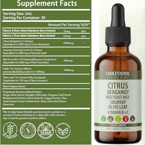 Gotas de Arroz Rojo Skrmooning - Suplemento Líquido Antioxidante para el Corazón, Soporte para Colesterol, 2 fl oz, 2 Piezas, Vegano, Natural, No GMO - imagen 3