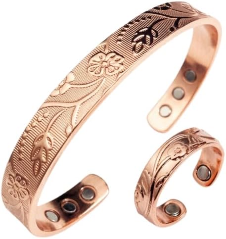 Pulsera y anillo magnéticos de cobre puro LONGRN ajustables para mujer - imagen 1