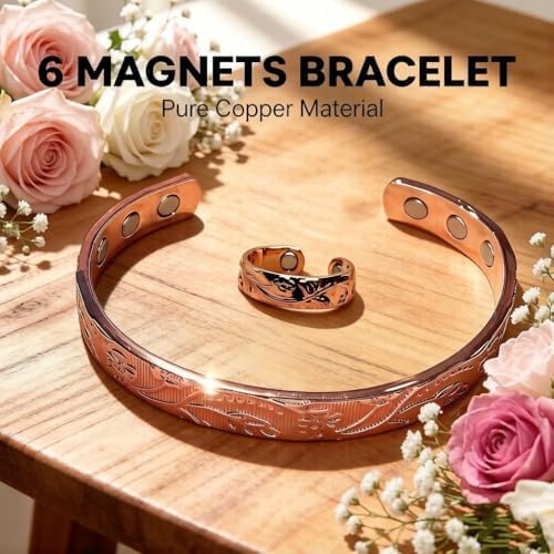 Pulsera y anillo magnéticos de cobre puro LONGRN ajustables para mujer - imagen 7