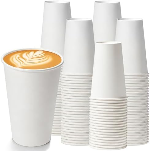 Zcaukya 200 Piezas de Vasos de Papel Blancos de 16 oz, Vasos Desechables Resistentes a Fugas para Bebidas Calientes y Frías, Ideales para Café, Té y - imagen 1