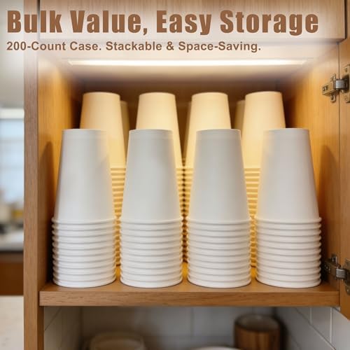 Zcaukya 200 Piezas de Vasos de Papel Blancos de 16 oz, Vasos Desechables Resistentes a Fugas para Bebidas Calientes y Frías, Ideales para Café, Té y - imagen 5