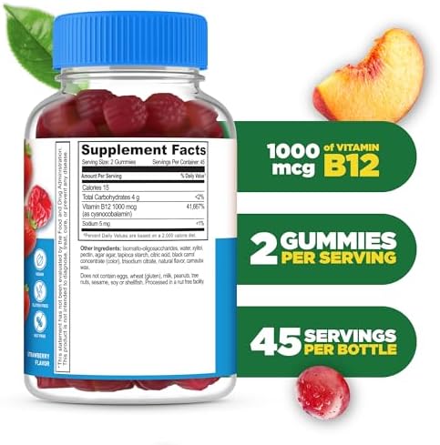 Gomitas de Vitamina B12 Sin Azúcar Lifeable | 1000 mcg | Suplemento Energético y de Ánimo | 90 Gomitas para Adultos - imagen 2