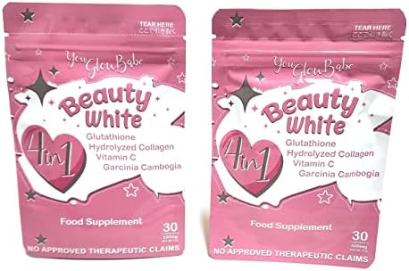 Suplemento Alimenticio You Glow Babe Beauty White 4 en 1 con Glutatión, 15g Cada Uno (Paquete de 2) 30 x 2-60 Cápsulas - imagen 1